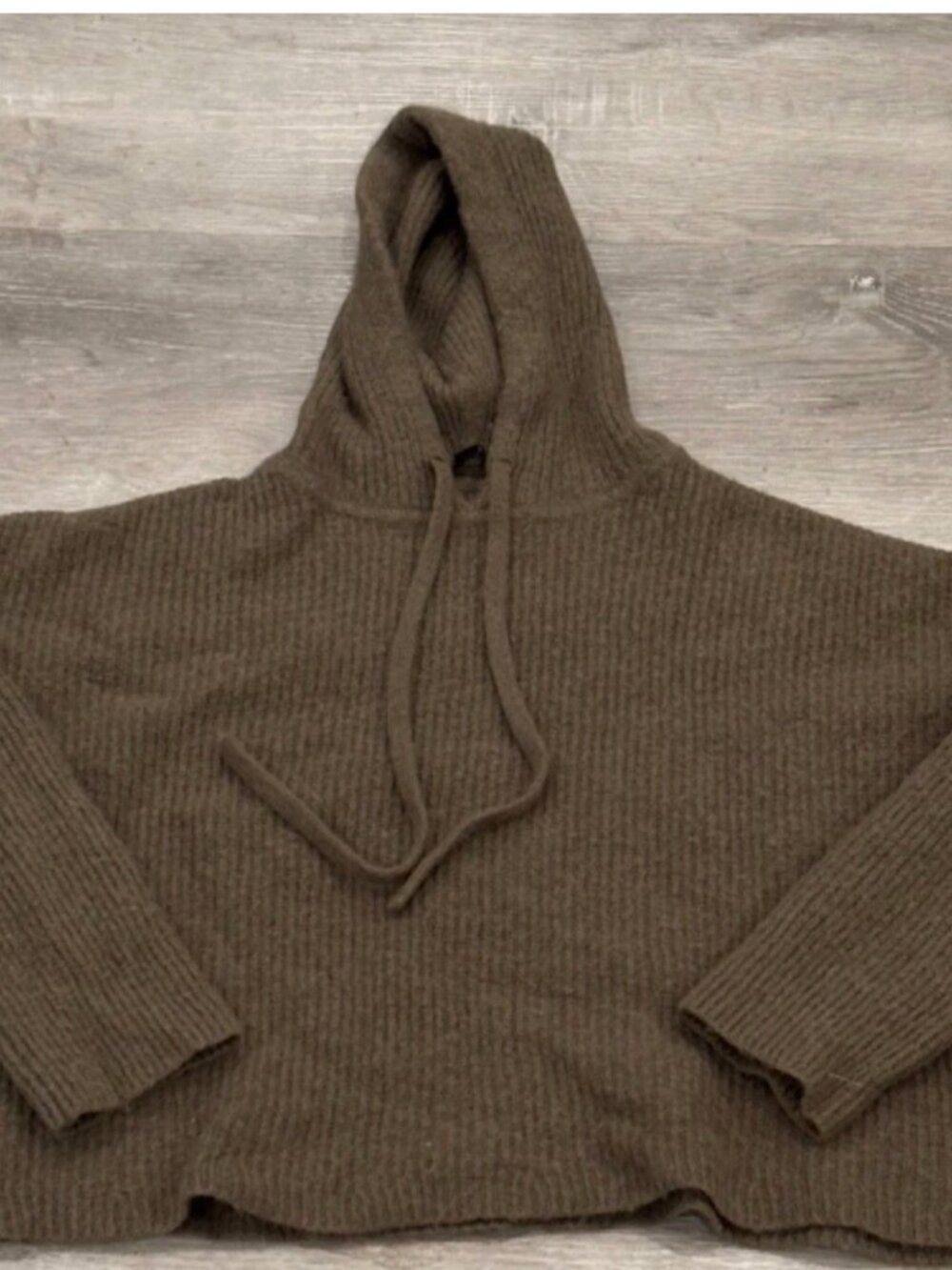 Jenni Kayne Hooded Sweater Baby Alpaca Wool Relaxed Knit Olive Green Womens XXL - Picture 2 of 8